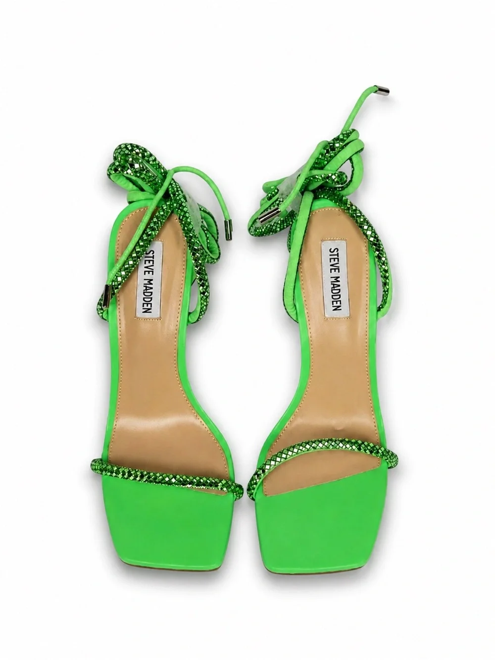 Steve Madden Light Green Ankle Wrap Uplift Heeled Sandal Size 9.5